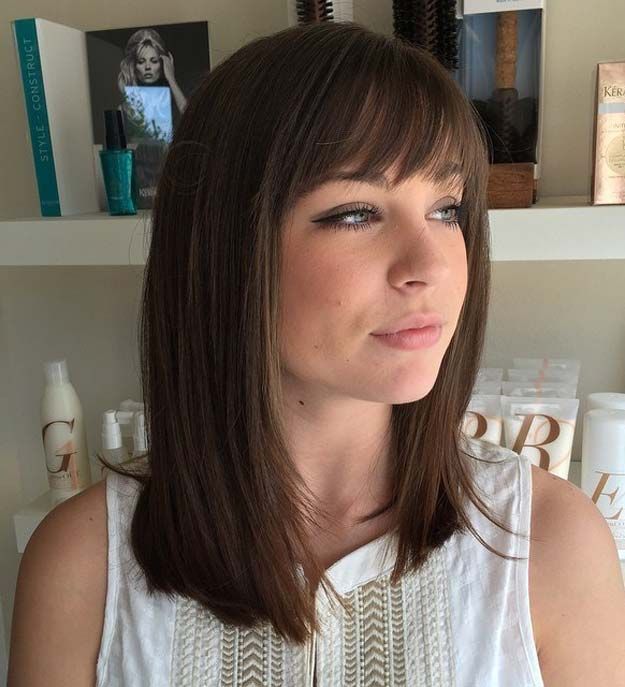 Cute Medium Length Hairstyles With Bangs For Thin Hair for Rounded Face