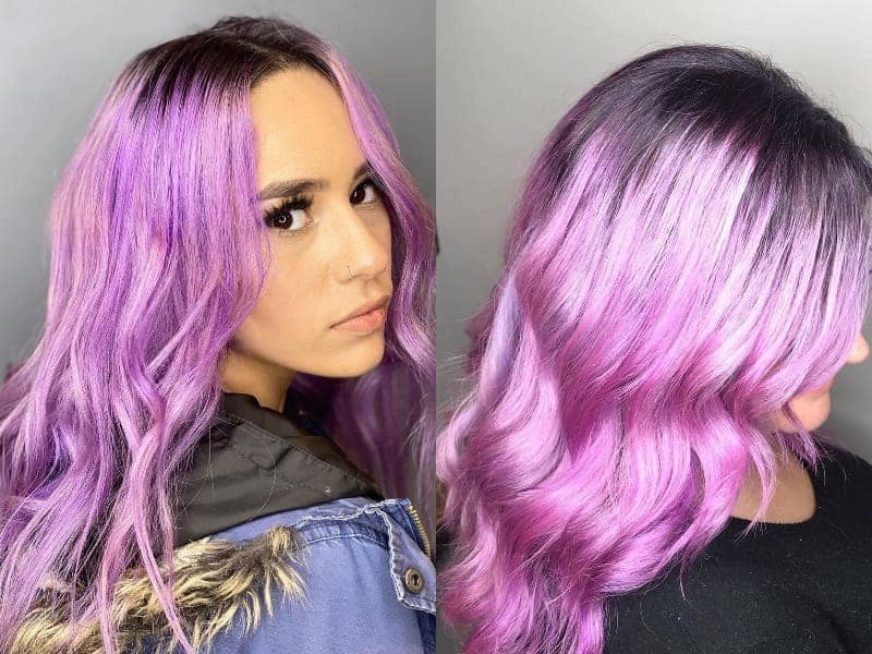 Lavender Hair with Dark Roots