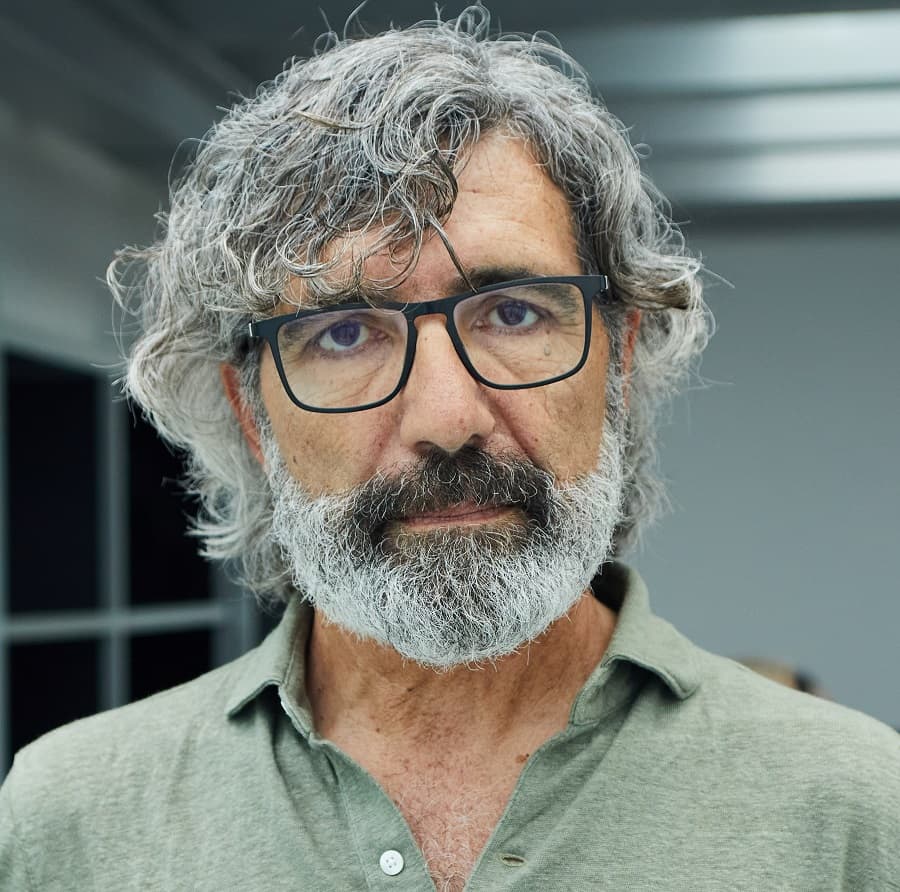 tousled waves for older men with glasses